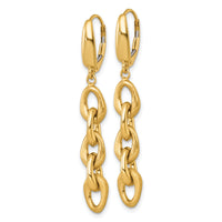 14k Polished And Brushed Chain Leverback Dangle Earrings-SF3229E