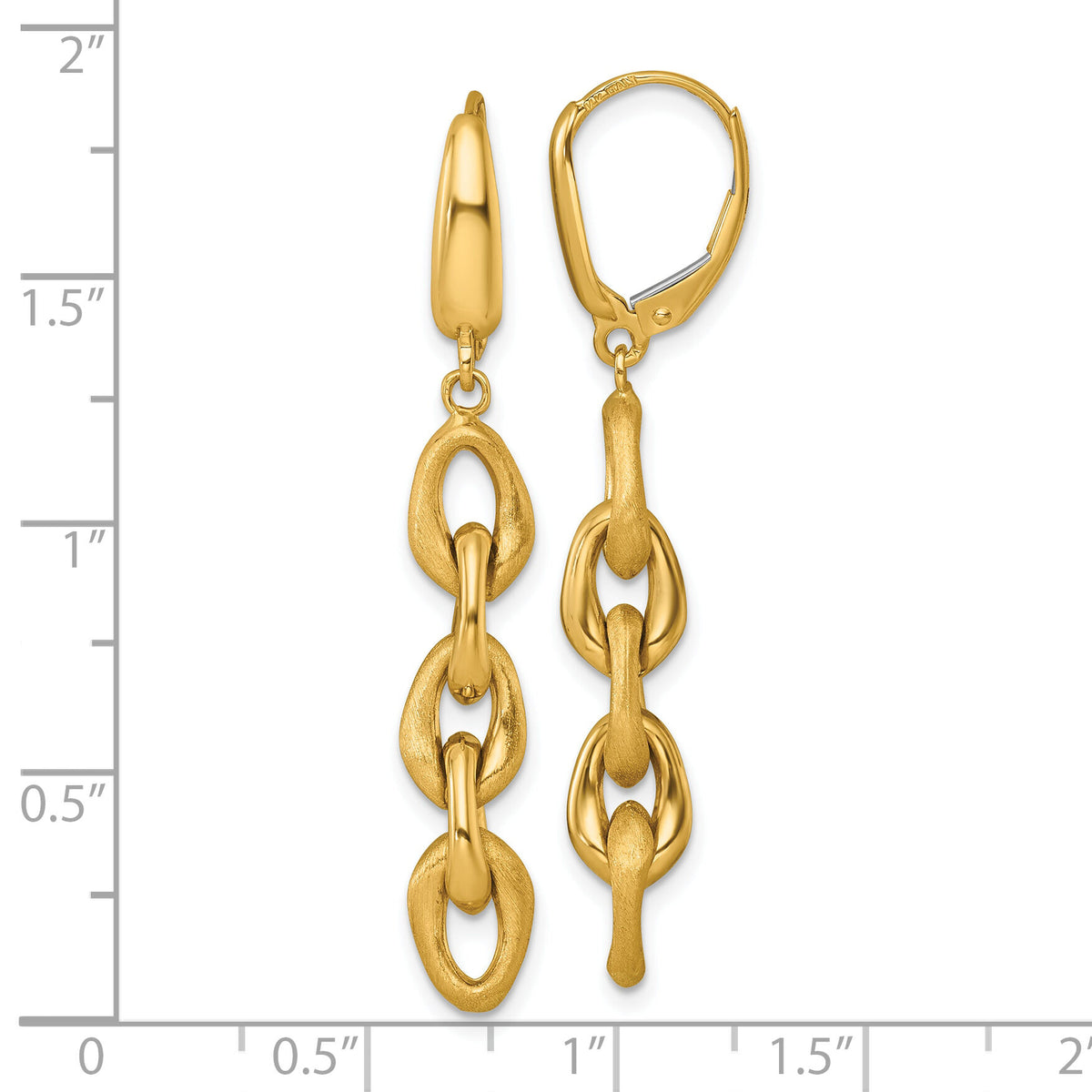 14k Polished And Brushed Chain Leverback Dangle Earrings-SF3229E