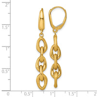 14k Polished And Brushed Chain Leverback Dangle Earrings-SF3229E