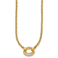 14K Polished Double Oval 17.5 w/.5in ext. Fancy Necklace-SF3232-17.5