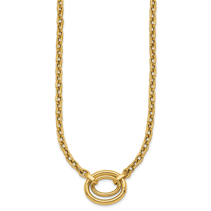 14K Polished Double Oval 17.5 w/.5in ext. Fancy Necklace-SF3232-17.5