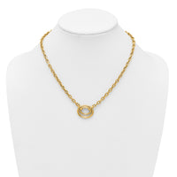 14K Polished Double Oval 17.5 w/.5in ext. Fancy Necklace-SF3232-17.5