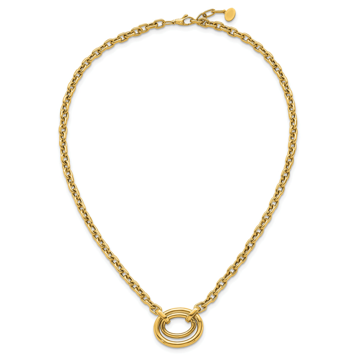 14K Polished Double Oval 17.5 w/.5in ext. Fancy Necklace-SF3232-17.5