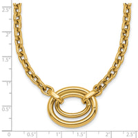 14K Polished Double Oval 17.5 w/.5in ext. Fancy Necklace-SF3232-17.5