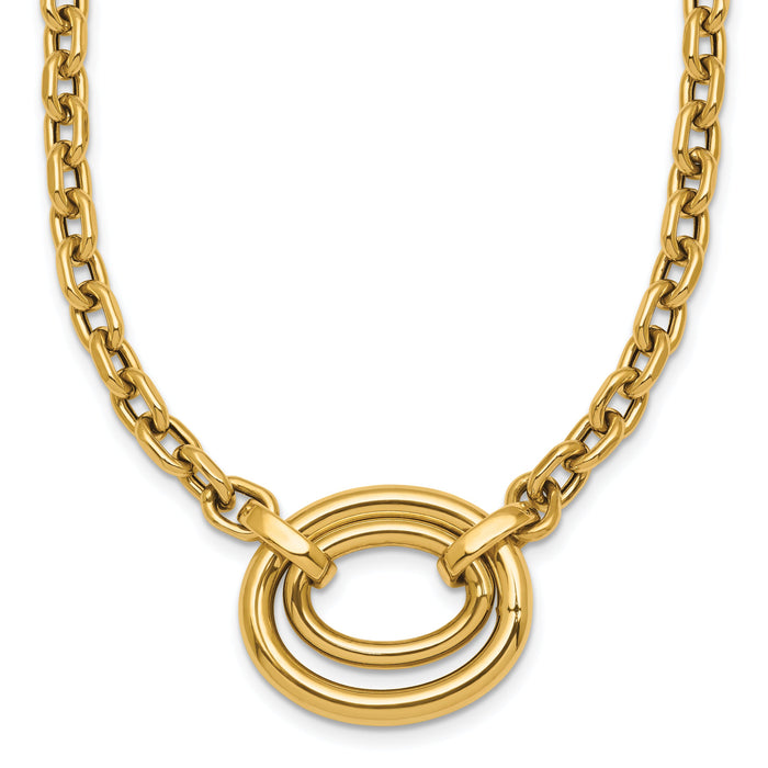 14K Polished Double Oval 17.5 w/.5in ext. Fancy Necklace-SF3232-17.5