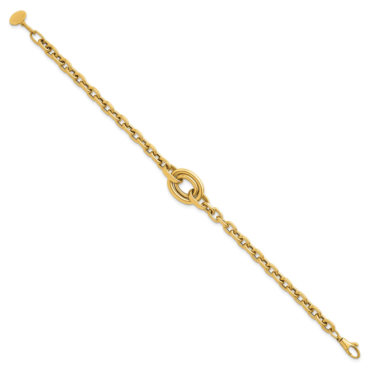 14K Polished Double Oval 7.25 w/.25in ext. Fancy Bracelet-SF3232-7.25