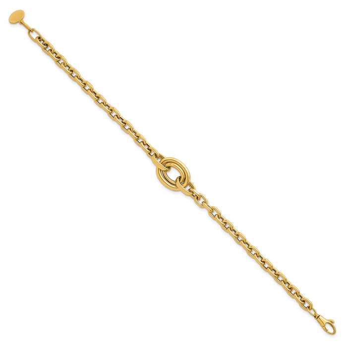 14K Polished Double Oval 7.25 w/.25in ext. Fancy Bracelet-SF3232-7.25