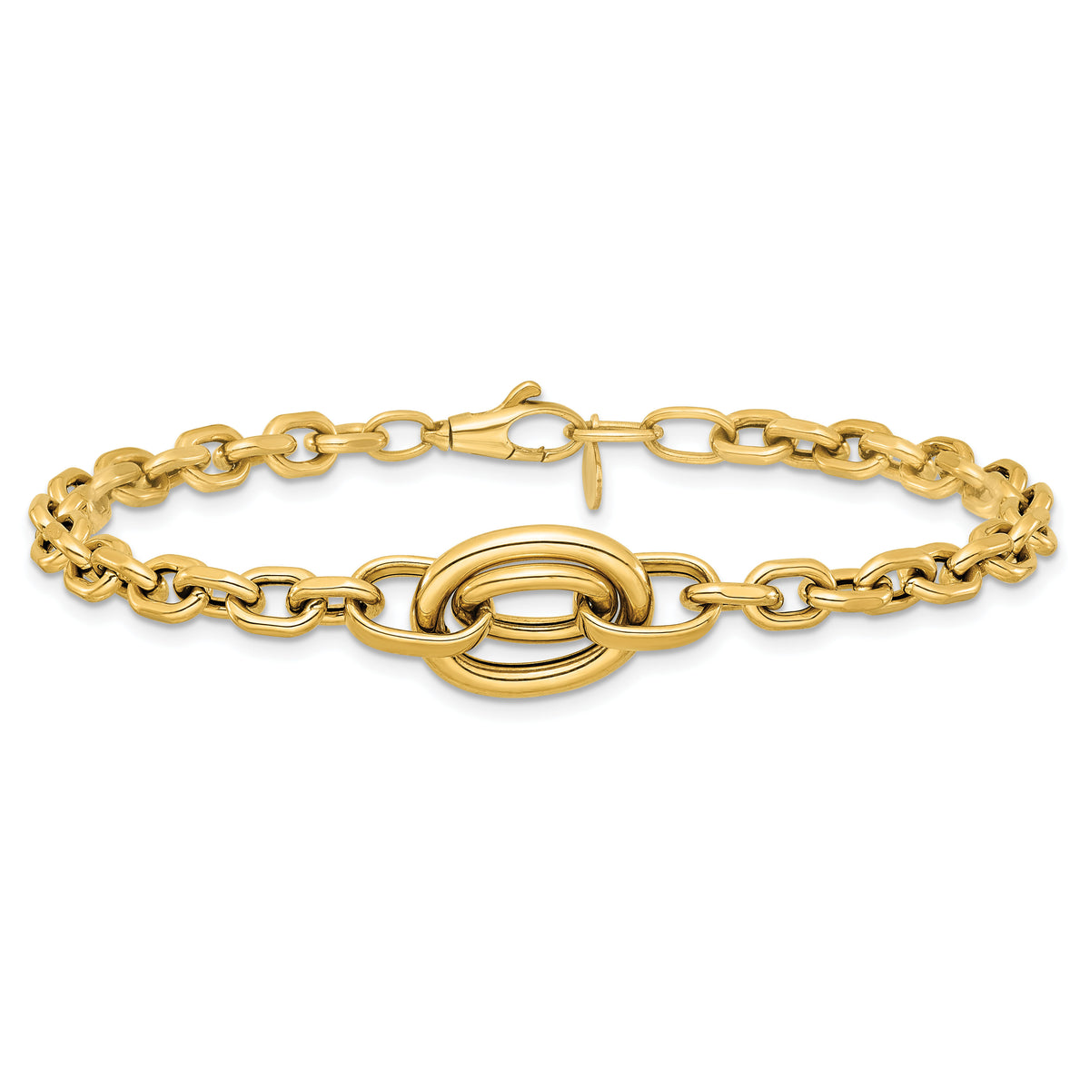 14K Polished Double Oval 7.25 w/.25in ext. Fancy Bracelet-SF3232-7.25