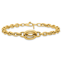 14K Polished Double Oval 7.25 w/.25in ext. Fancy Bracelet-SF3232-7.25