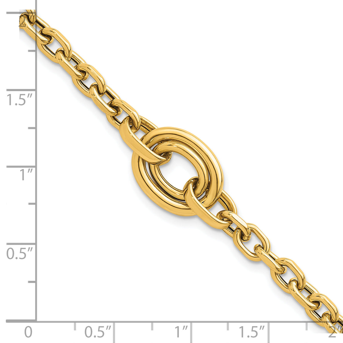 14K Polished Double Oval 7.25 w/.25in ext. Fancy Bracelet-SF3232-7.25