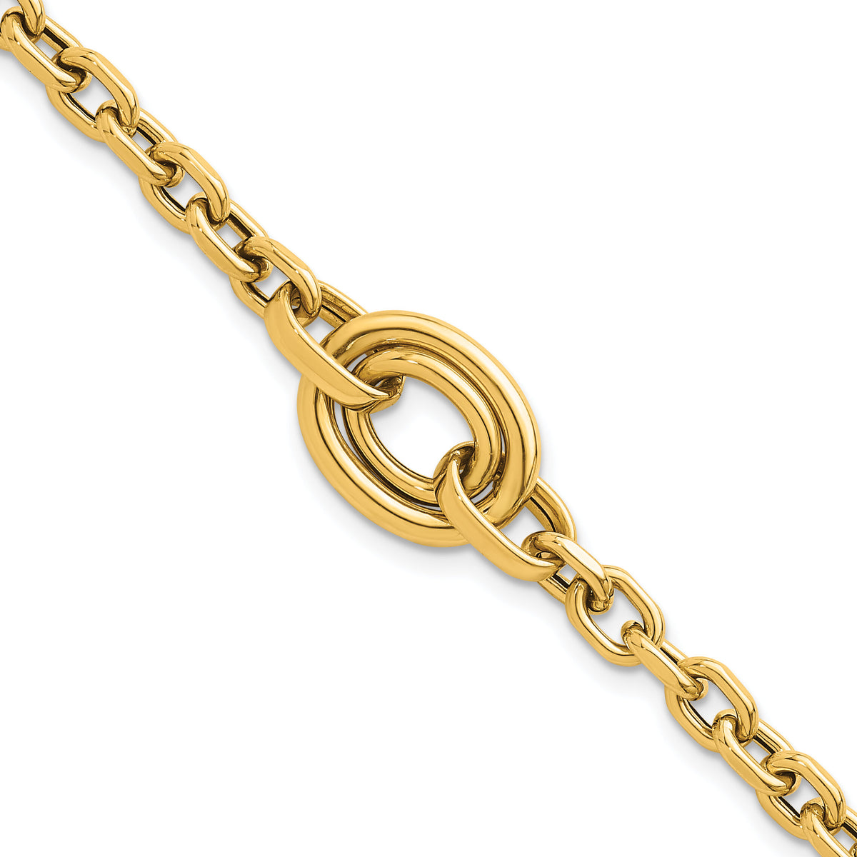14K Polished Double Oval 7.25 w/.25in ext. Fancy Bracelet-SF3232-7.25