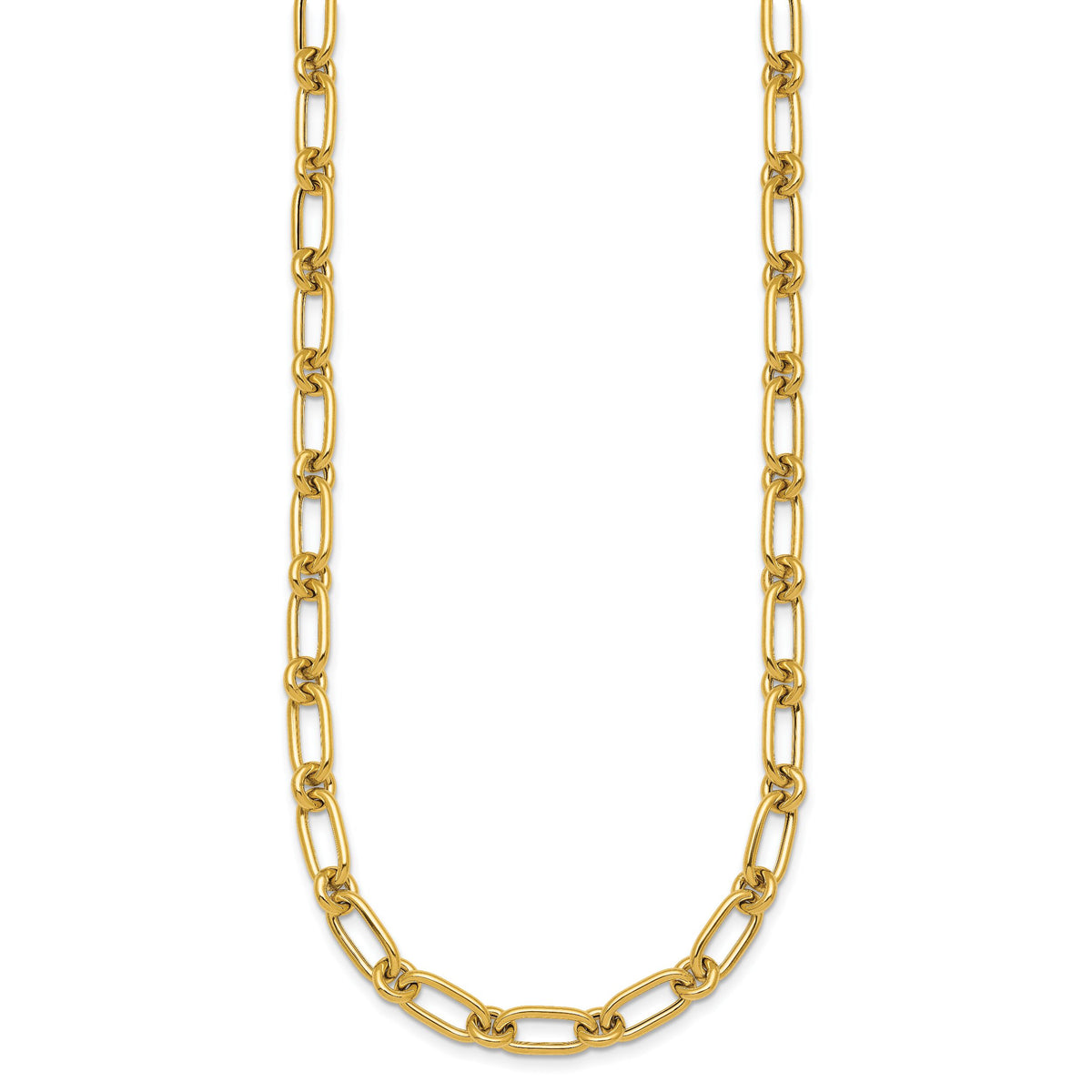 14k Polished Oval and Circle Link 18in Necklace-SF3233-18