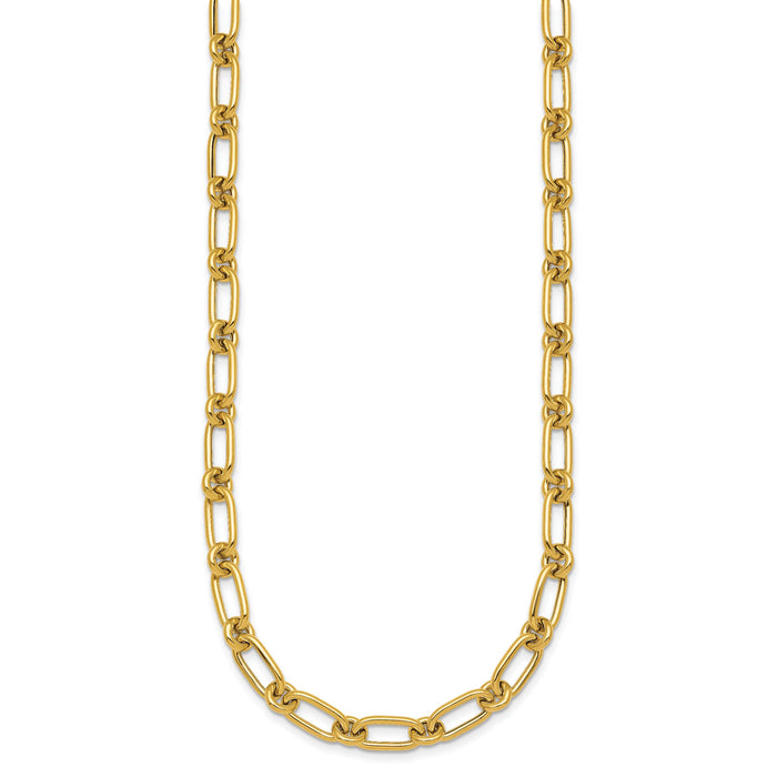 14k Polished Oval and Circle Link 18in Necklace-SF3233-18