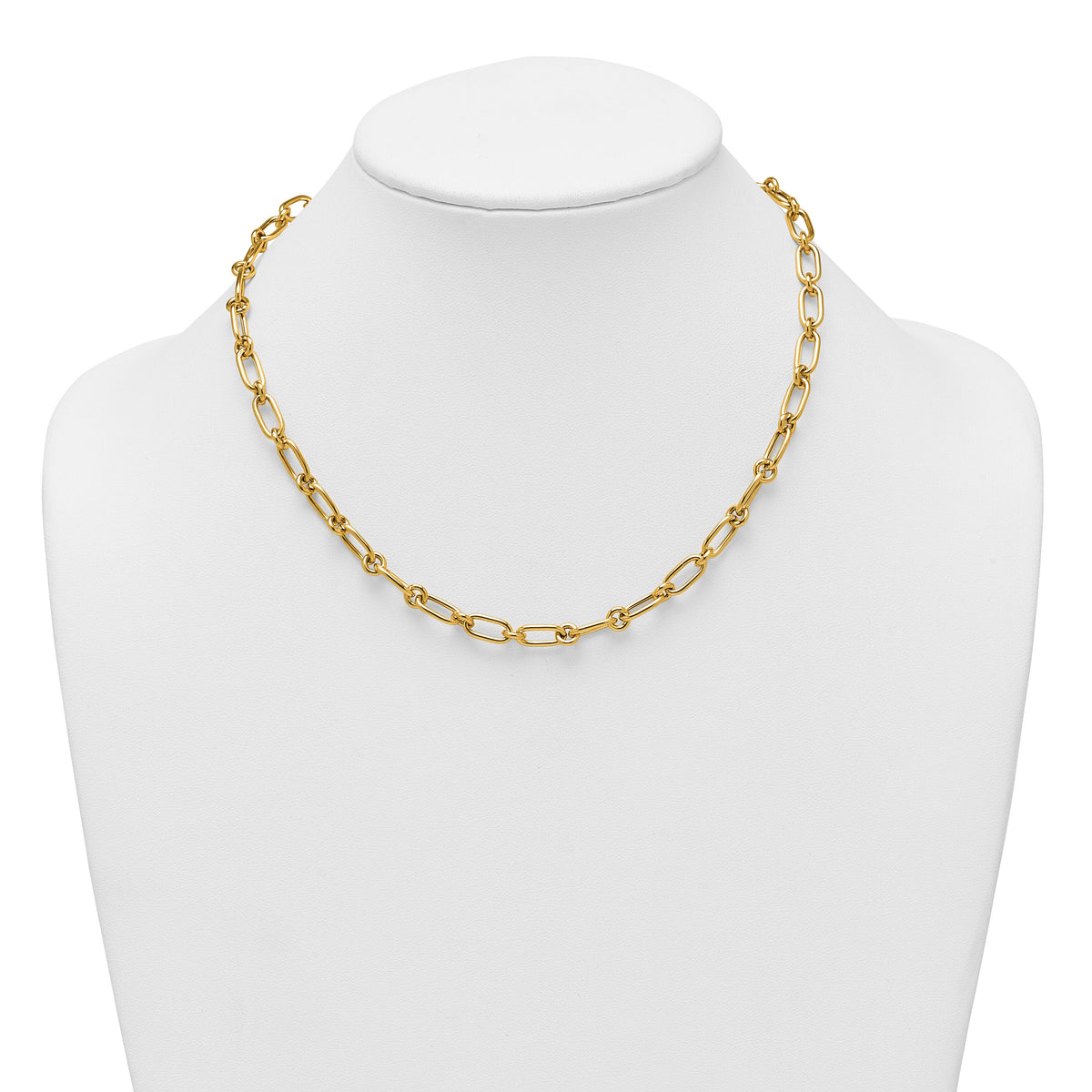 14k Polished Oval and Circle Link 18in Necklace-SF3233-18