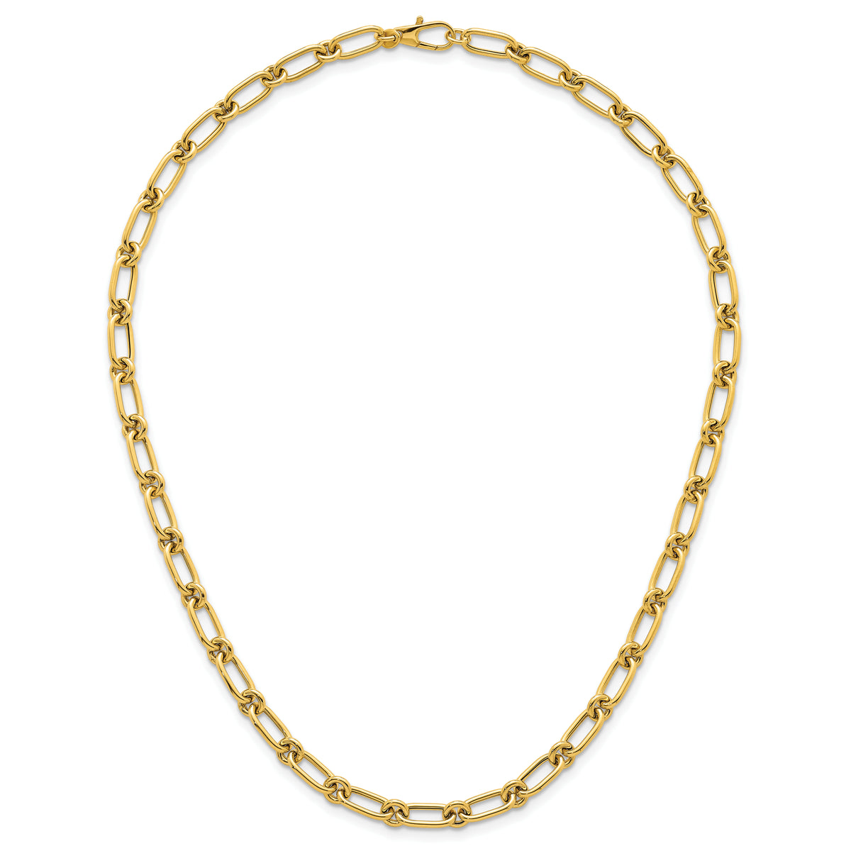 14k Polished Oval and Circle Link 18in Necklace-SF3233-18