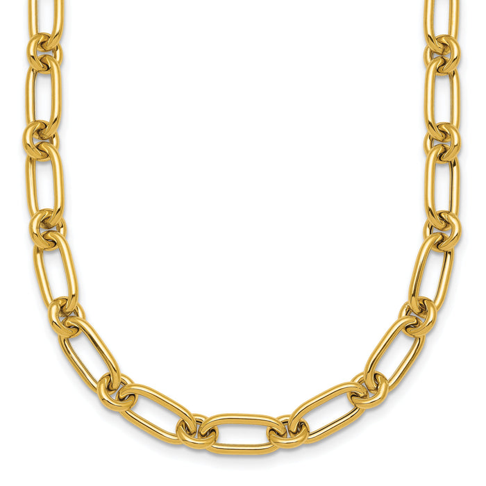 14k Polished Oval and Circle Link 18in Necklace-SF3233-18