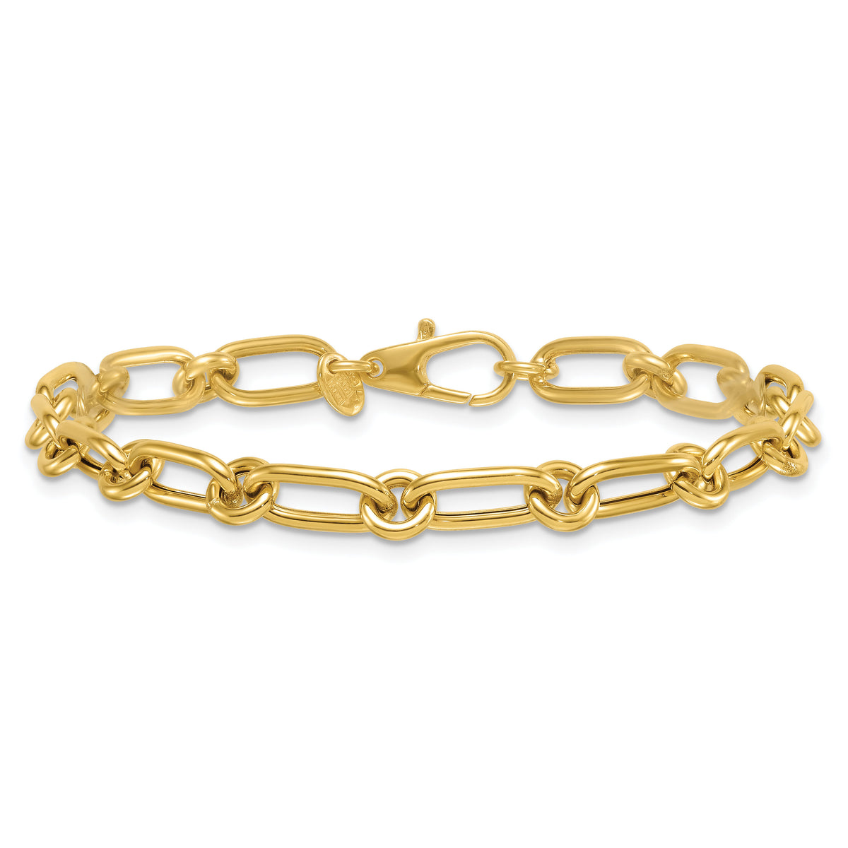 14k Polished Oval and Circle Link 7.5in Bracelet-SF3233-7.5