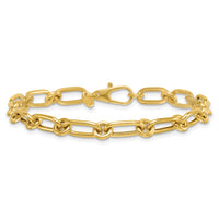 14k Polished Oval and Circle Link 7.5in Bracelet-SF3233-7.5