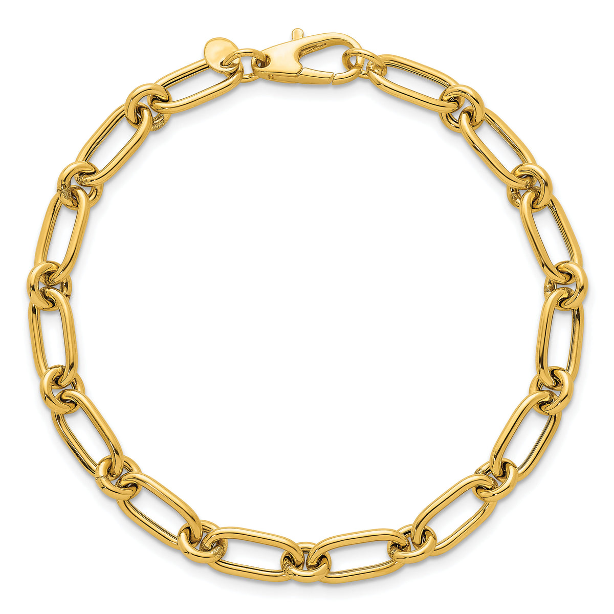 14k Polished Oval and Circle Link 7.5in Bracelet-SF3233-7.5
