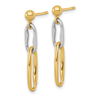14k Two-tone Polished Link Dangle Post Earrings-SF3234E
