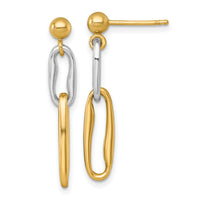 14k Two-tone Polished Link Dangle Post Earrings-SF3234E