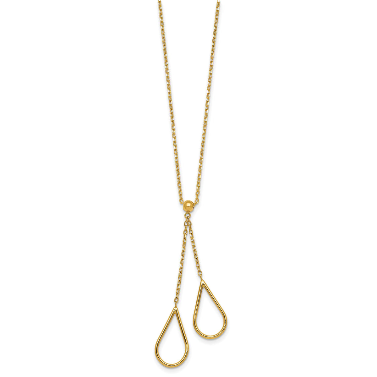 14k Polished Teardrops Dangle W/2in Ext Necklace-SF3235-16
