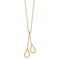 14k Polished Teardrops Dangle W/2in Ext Necklace-SF3235-16