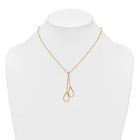 14k Polished Teardrops Dangle W/2in Ext Necklace-SF3235-16