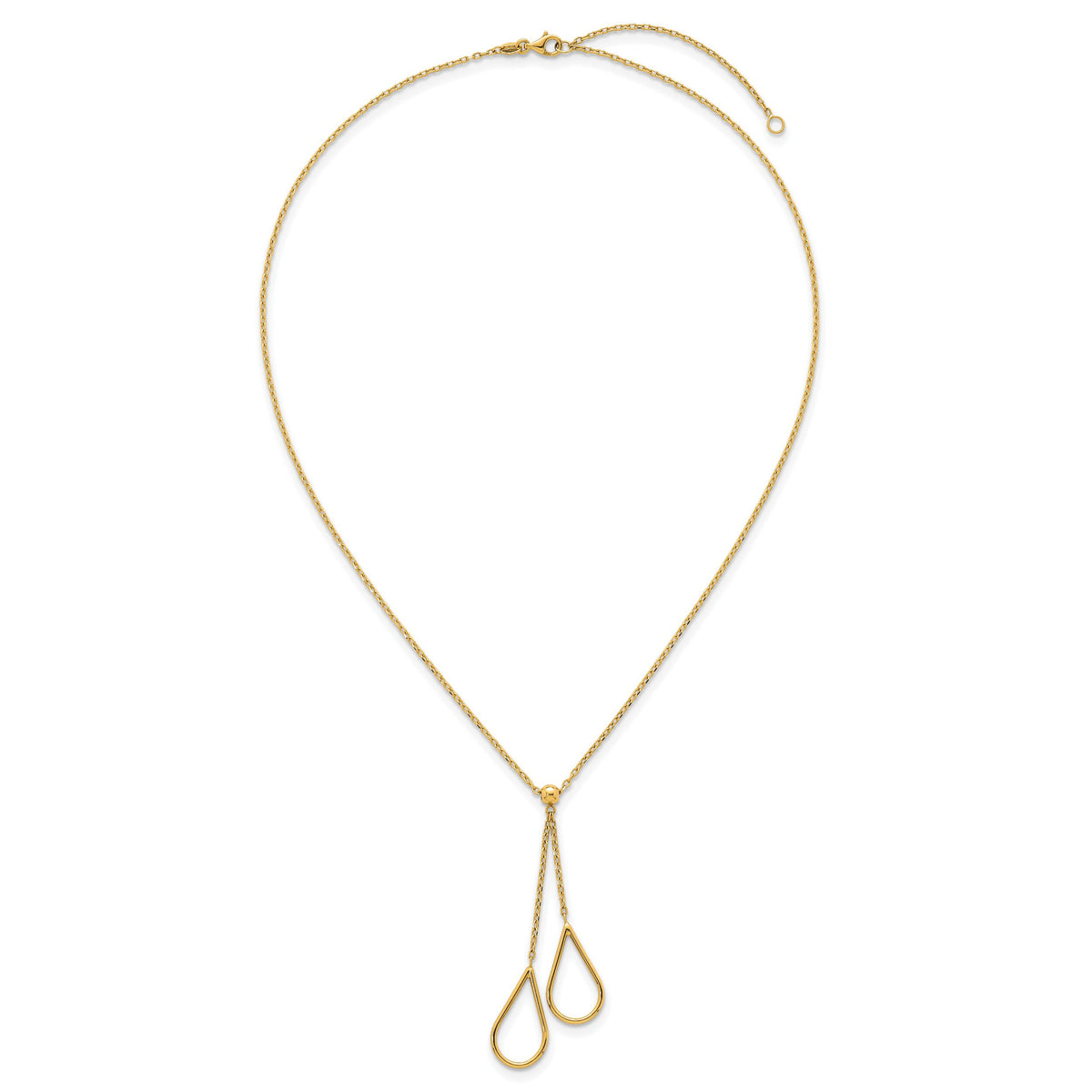 14k Polished Teardrops Dangle W/2in Ext Necklace-SF3235-16