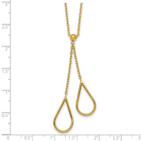 14k Polished Teardrops Dangle W/2in Ext Necklace-SF3235-16
