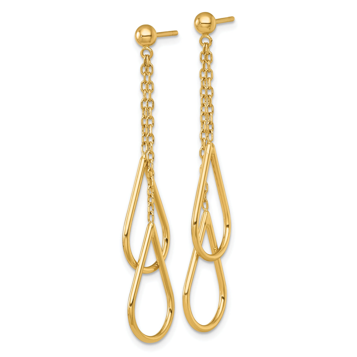 14k Polished Teardrops Dangle Earrings-SF3235E