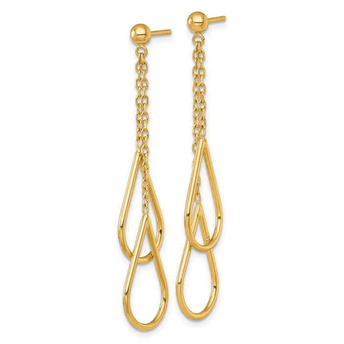 14k Polished Teardrops Dangle Earrings-SF3235E