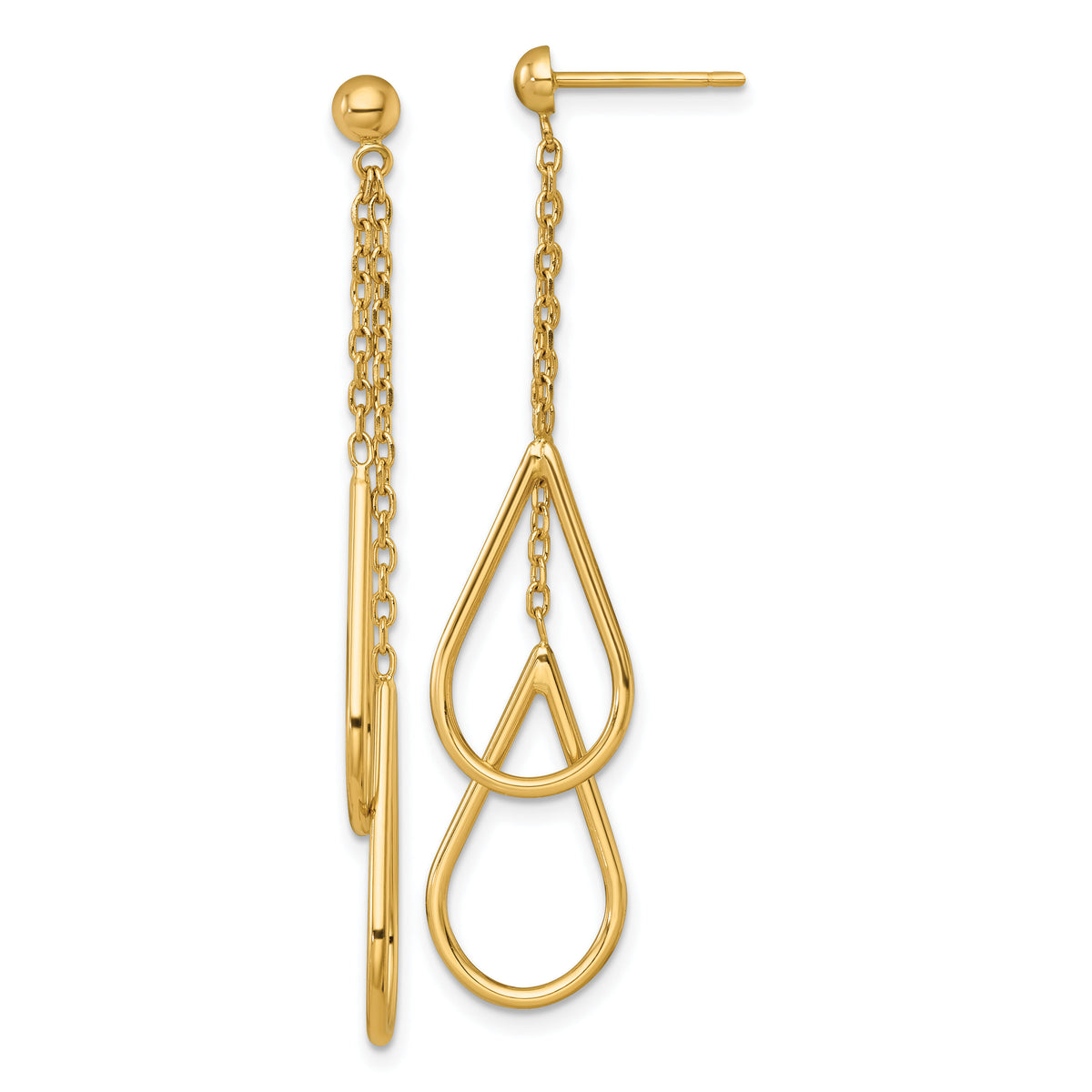 14k Polished Teardrops Dangle Earrings-SF3235E