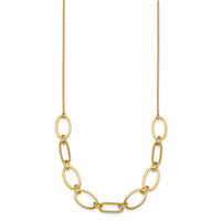 14k Polished And Twisted Oval Link 9.5mm W/2in Ext Necklace-SF3236-16