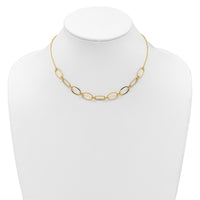 14k Polished And Twisted Oval Link 9.5mm W/2in Ext Necklace-SF3236-16