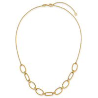 14k Polished And Twisted Oval Link 9.5mm W/2in Ext Necklace-SF3236-16
