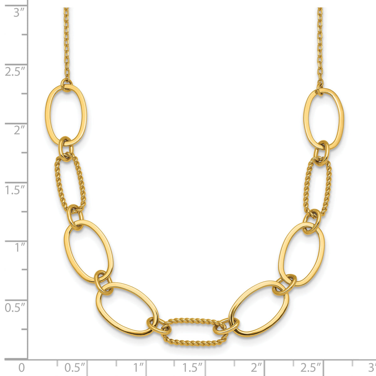 14k Polished And Twisted Oval Link 9.5mm W/2in Ext Necklace-SF3236-16