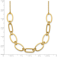 14k Polished And Twisted Oval Link 9.5mm W/2in Ext Necklace-SF3236-16