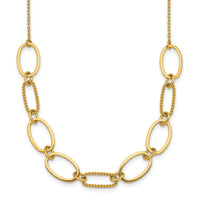 14k Polished And Twisted Oval Link 9.5mm W/2in Ext Necklace-SF3236-16
