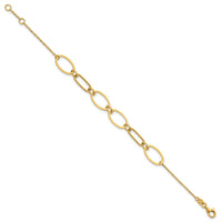 14k Polished And Twisted Oval Link 9.5mm W/.5in Ext Bracelet-SF3236-6.75
