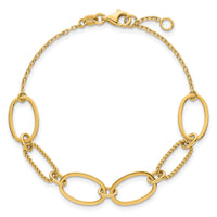 14k Polished And Twisted Oval Link 9.5mm W/.5in Ext Bracelet-SF3236-6.75
