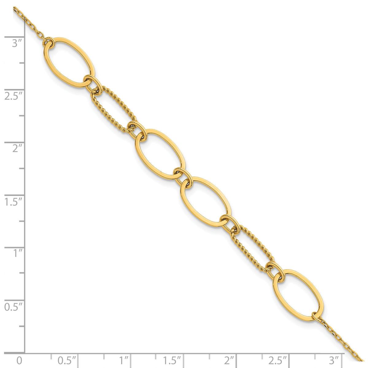 14k Polished And Twisted Oval Link 9.5mm W/.5in Ext Bracelet-SF3236-6.75
