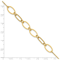 14k Polished And Twisted Oval Link 9.5mm W/.5in Ext Bracelet-SF3236-6.75