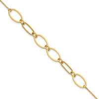 14k Polished And Twisted Oval Link 9.5mm W/.5in Ext Bracelet-SF3236-6.75