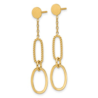 14k Polished And Twisted Oval Link Dangle Post Earrings-SF3236E