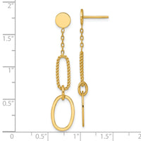 14k Polished And Twisted Oval Link Dangle Post Earrings-SF3236E