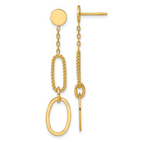 14k Polished And Twisted Oval Link Dangle Post Earrings-SF3236E
