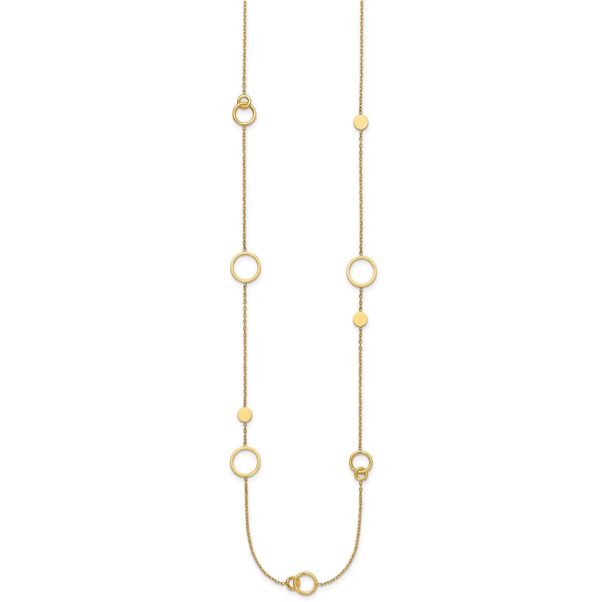 14k Polished Circle Pattern Necklace-SF3237-25.5