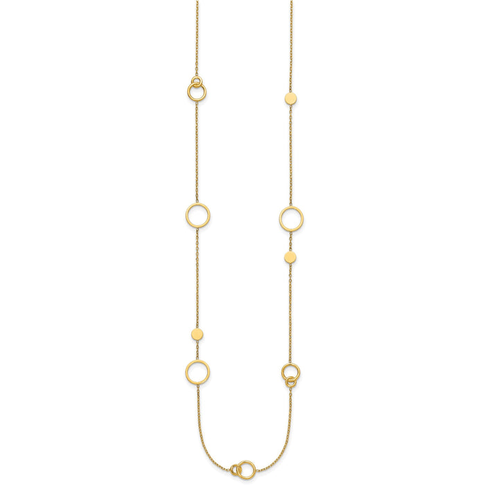 14k Polished Circle Pattern Necklace-SF3237-25.5