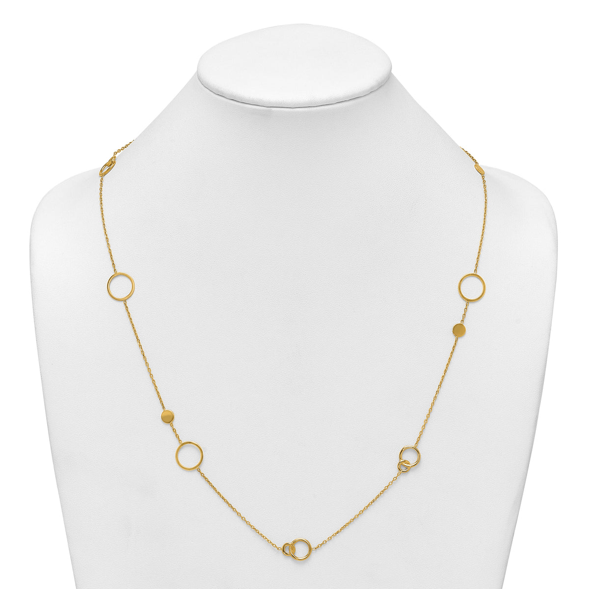 14k Polished Circle Pattern Necklace-SF3237-25.5